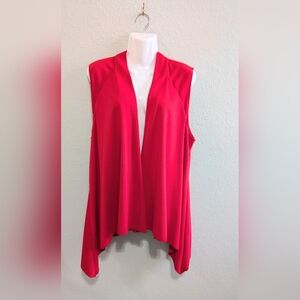 Red Sleeveless Open Front Vest